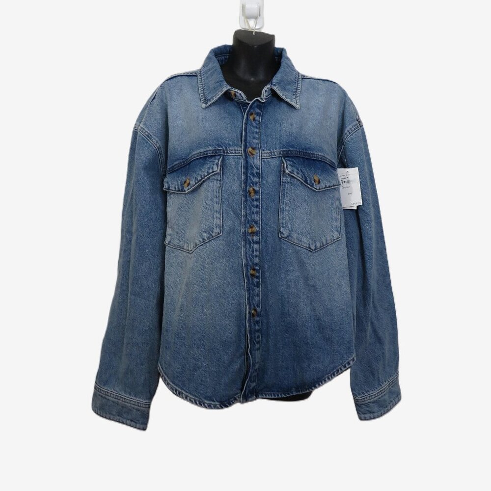 Good American size 2XL Denim Structured Shirt Shacket Denim NEW